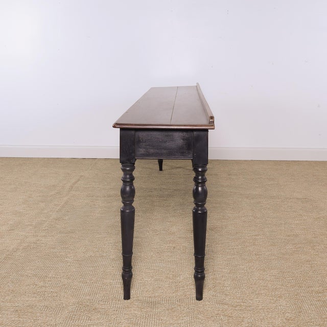 Antique 92" Mahogany Serving Console Table With Ebonized Turned Legs, Circa 1880 For Sale - Image 4 of 5