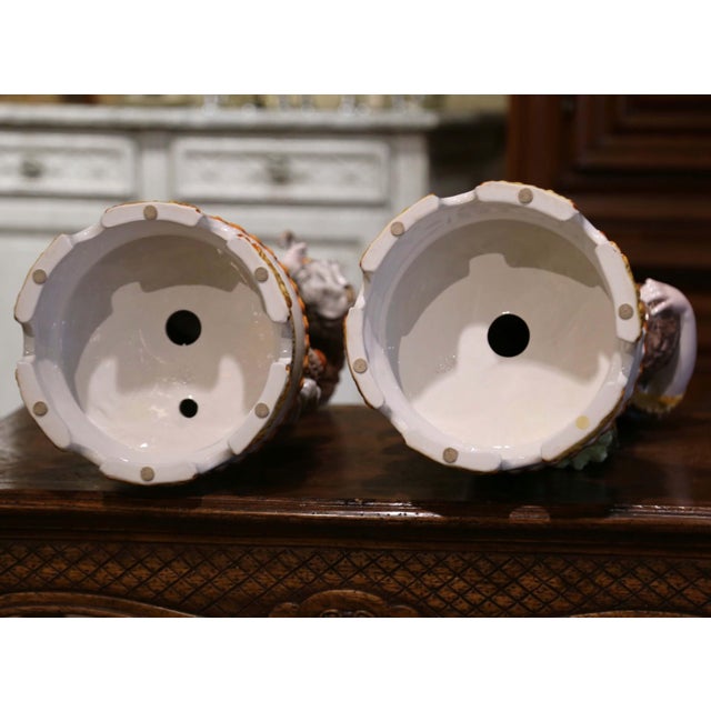 Pair of Mid-Century Italian Capodimonte Style Porcelain Figural Sculptures For Sale - Image 11 of 12