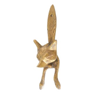 Midcentury Brass Fox Door Knocker For Sale