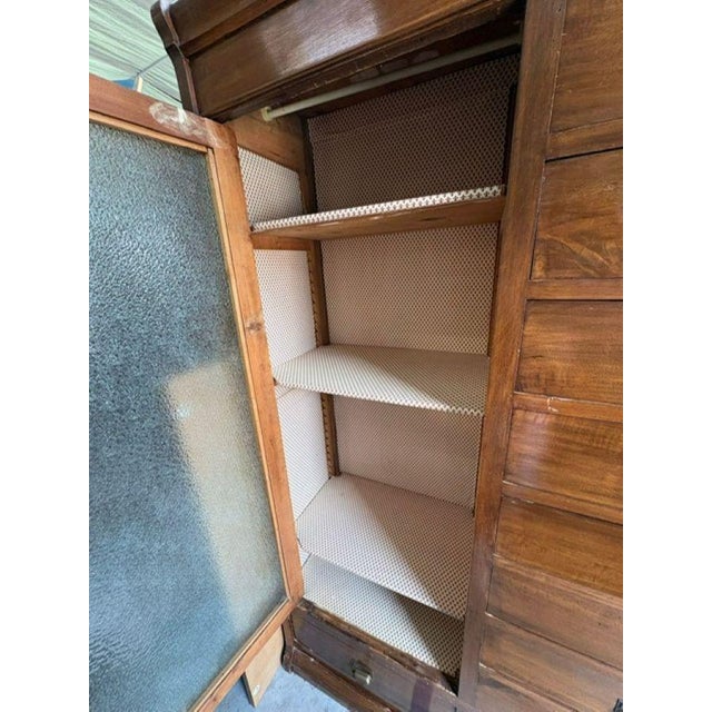 Wood Cabinet with Chest of Drawers and Display Cabinet in Walnut, Early 1900s For Sale - Image 7 of 16
