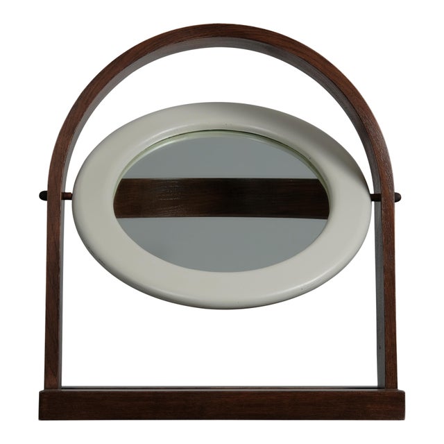 1960s SP63 Sandretta Table Mirror in White Lacquered Wood by Ettore Sottsass for Poltronova, 1966 For Sale - Image 5 of 18