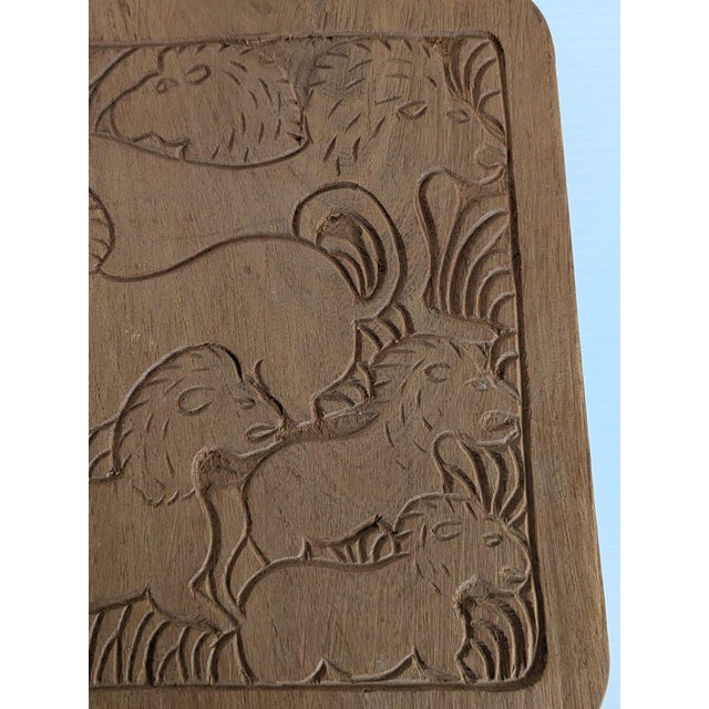 Mid 20th Century Hand Carved Folk Art Cutting Board Lion Motif For Sale - Image 5 of 5