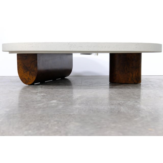 2010s Large Isla Coffee Table, Burl Wood Base With Custom Fabricated Top For Sale - Image 5 of 11