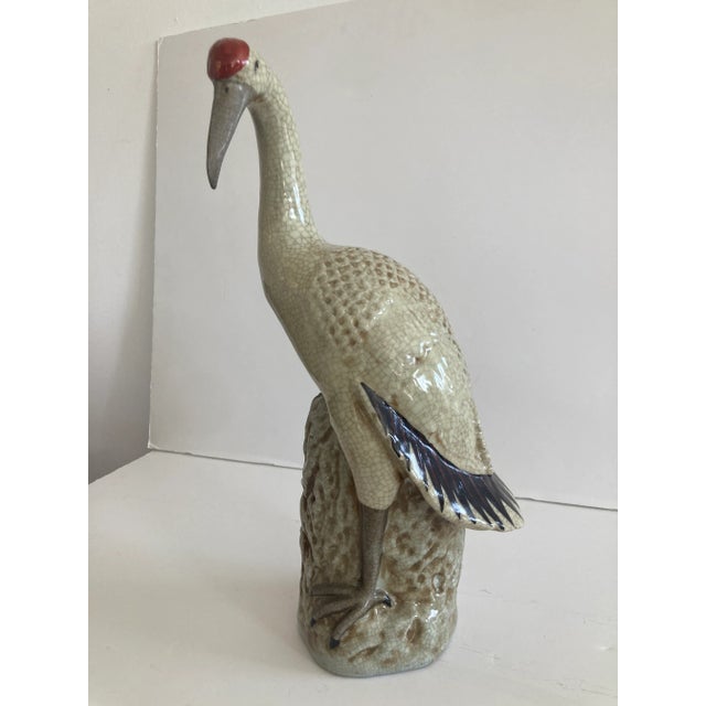Light Green Asian Tropical Bird in Glazed Porcelain For Sale - Image 8 of 8