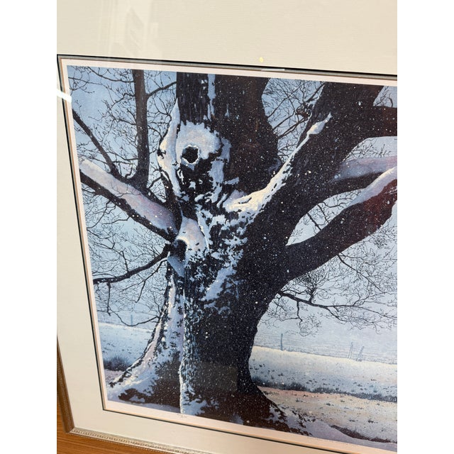 Circa 1989 L. M. Steadman Snowstorm on the Stead Farm Watercolor, Signed For Sale - Image 4 of 12