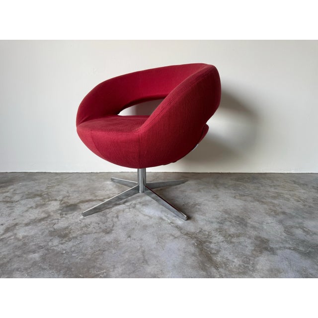 Vintage Italian Postmodern-Style Red Swivel Lounge Chair by Italianadivani/ Sold For Sale - Image 10 of 12