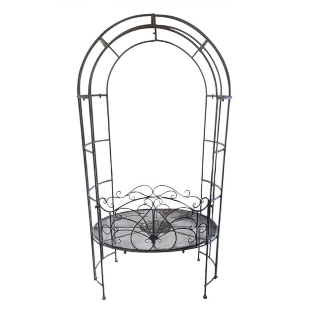 Vintage French Style Wrought Iron Garden Arbor Gate Bench With ...