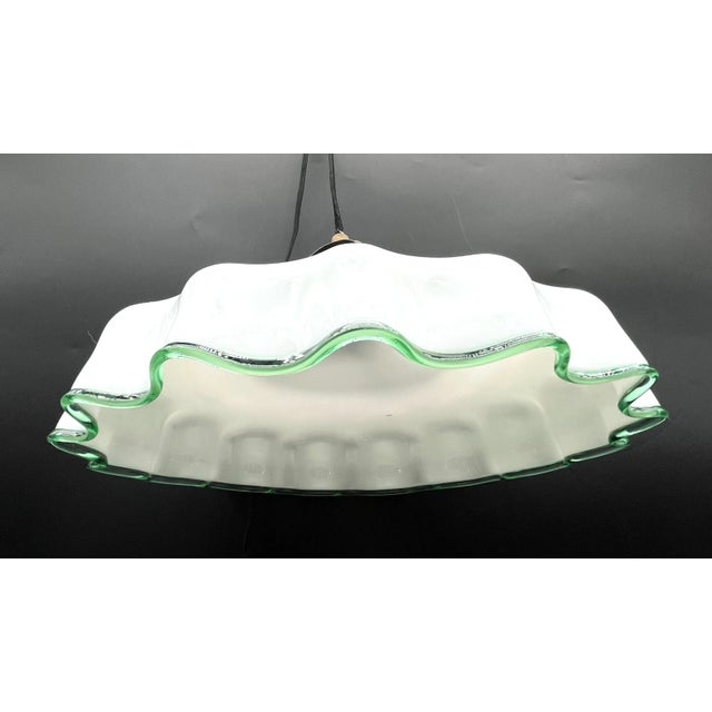 Antique Pull Lamp with Porcelain Weight and Green Murano Glass Rim by Murano for Made Murano Glass, 1890s For Sale - Image 3 of 12