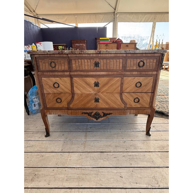 19th Century French Louis XV Bleached Marble Top Chest of Drawer / Commode For Sale - Image 11 of 12