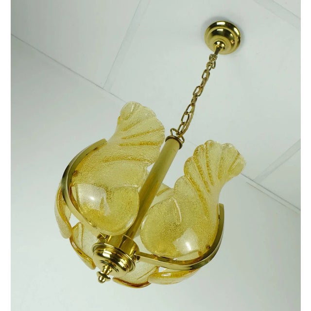 Mid-Century Brass Amber Glass Pendant Lamp by Carl Fagerlund, 1960s For Sale - Image 10 of 11