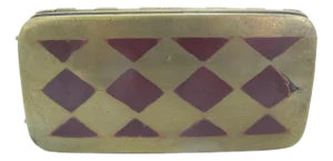 Antique Mindanao East Indian Brass Copper Checkered Inlay Betel Nut Snuff Box