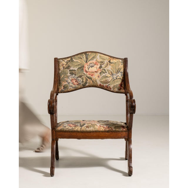 Oak Armchair with Tapestry Upholstery, Antique, France, 19th Century For Sale - Image 13 of 17