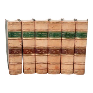 Antique 19th Century Fine Leather Bindings Blackwood's Magazine From Edinburgh, Scotland - 6 Volumes For Sale