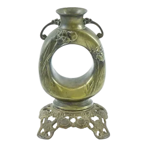 Antique Chinese Bronze Decorative Vase With Base â€“ Intricate Design