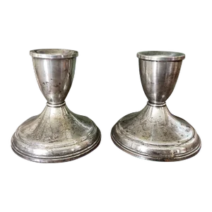 Vintage Sterling Weighted Candle Holders - a Pair