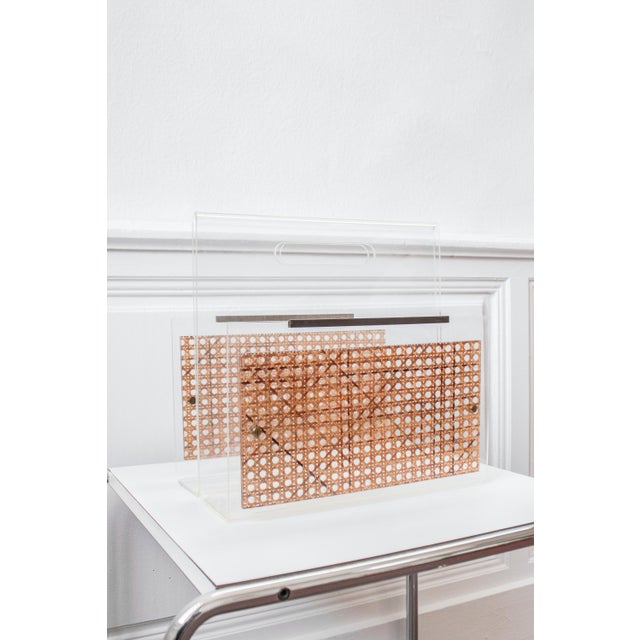 Magazine Rack in Acrylic Glass and Caning, 1970s For Sale - Image 14 of 17