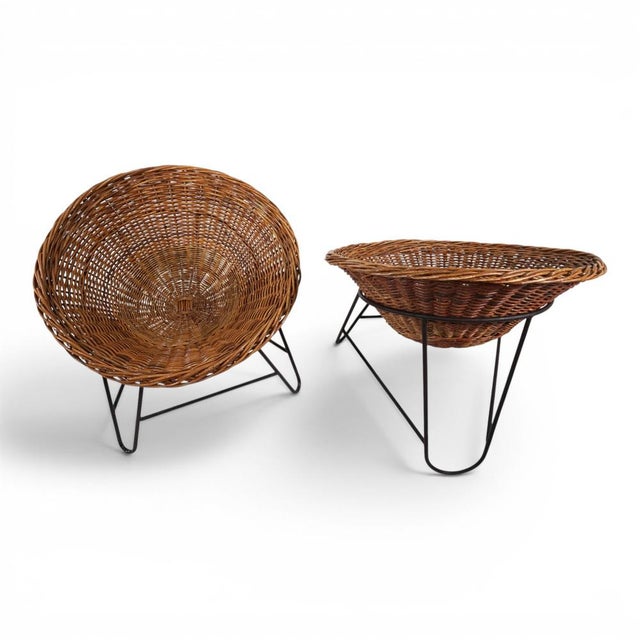 Pod Lounge Chairs in Rattan/Wicker on a Metal Frame, 1970s, Set of 2 For Sale - Image 18 of 18