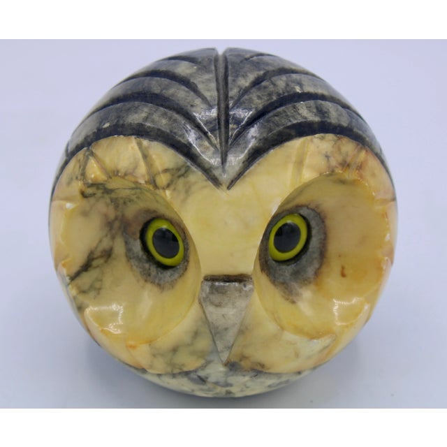 Charcoal Large Vintage Italian Alabaster Owl Paperweight For Sale - Image 8 of 8