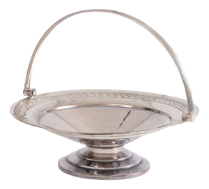 Art Deco Silver-Plated Handled Tazza with a Geometric Design Border, United Kingdom, 1930s