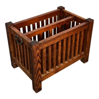 Mid 20th Century Craftsman Style Mission Oak Magazine Holder For Sale