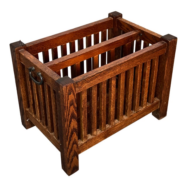 Mid 20th Century Craftsman Style Mission Oak Magazine Holder For Sale