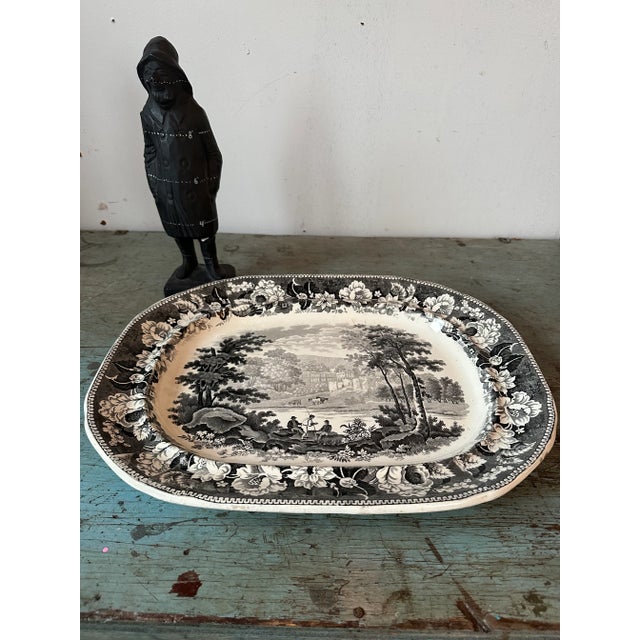 Ceramic Antique Platter of Rievaulx Abbey Yorkshire by Enoch Wood - Mid 1800s. For Sale - Image 7 of 9