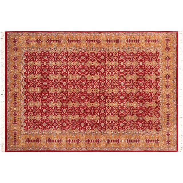 Red Shabby Chic 1990's Abstract Pak-Persian Red/Gold Wool Rug - 6'1'' X 9'4'' For Sale - Image 8 of 9