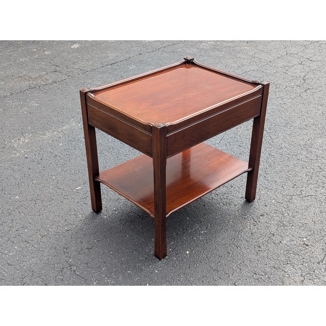 Mid 20th Century 1970s Chippendale Style 2-Tier Mahogany Side Table With Gallery Surface and Single Drawer For Sale - Image 5 of 8