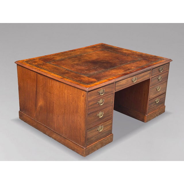 Brown Large 18th Century George III Mahogany Partners Desk, 1790 For Sale - Image 8 of 14