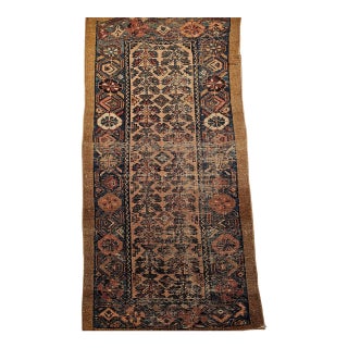 Vintage Persian Malayer Area Rug, Hand-Knotted Wool, Allover Geometric Design, Camelhair & Blue, 3x6 For Sale