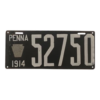 1914 Porcelain License Plate For Sale