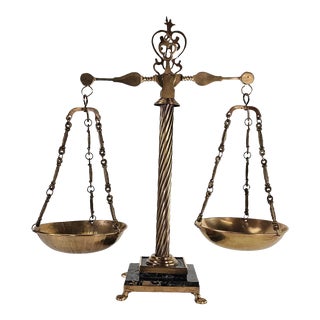 Apothecary Brass Scale Marble Base Lion Footed 22" H For Sale