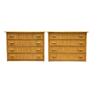 Bamboo and Wicker Dressers, 1070s, Set of 2 For Sale