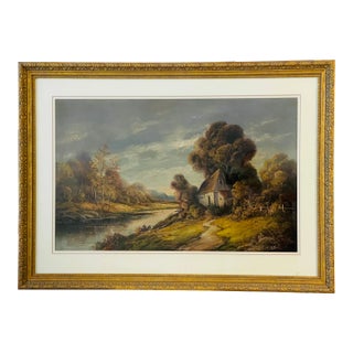 Dark Academia American Pastel Landscape Painting J.Colley For Sale