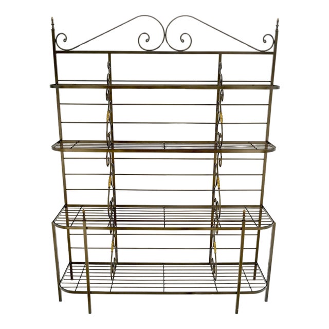 Vintage Steel & Brass Baker's Rack MINT For Sale