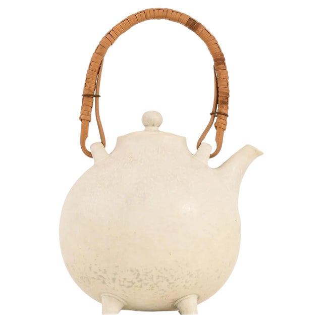 Teapot in Stoneware and Cane attributed to Gunnar Nylund for Rörstrand, 1960s For Sale