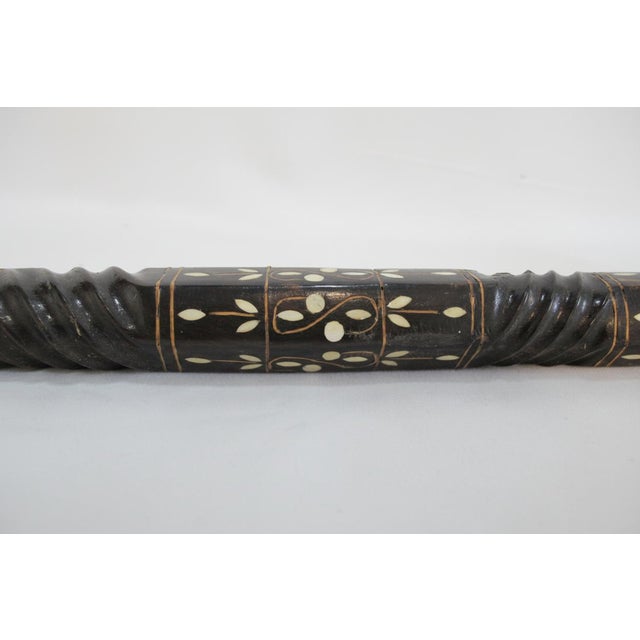 Brown Crescent Moon & Star Inlaid Wood Mother of Pearl Cane Walking Stick For Sale - Image 8 of 12
