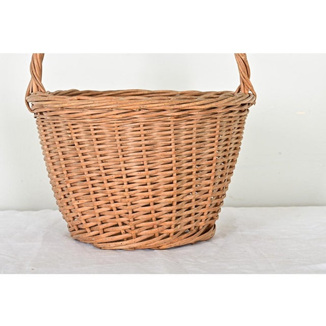 French French Vintage Wicker Collecting Basket For Sale - Image 3 of 8