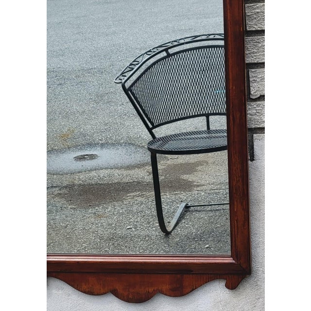 Wood Share Antique Chippendale Revival Maple Hall Wall Mirror c.1900 American Entryway For Sale - Image 7 of 12