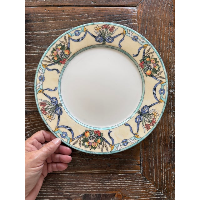 Modern 1990s Villeroy Boch Castellina 10 5/8 Inch Dinner Plates Citta Campagna Floral Fruit - Set of 6 For Sale - Image 3 of 7