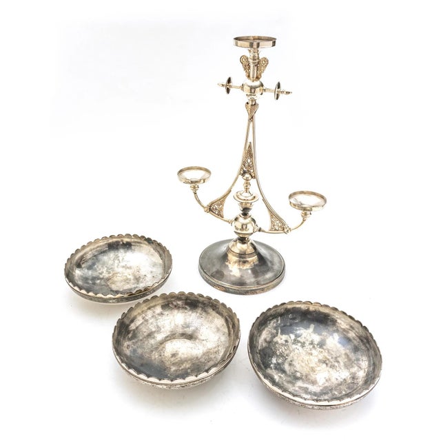 Victorian Monumental Victorian Era Silver Plated Compote Server For Sale - Image 3 of 6