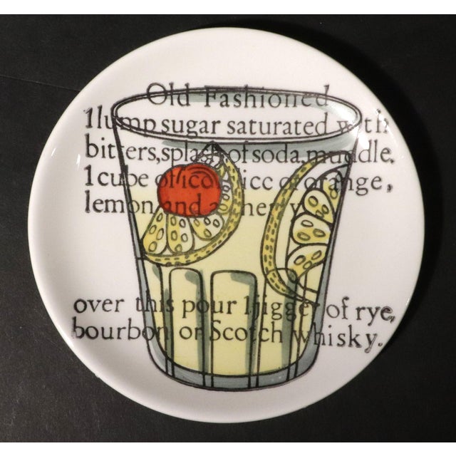 Piero Fornasetti Ceramic Complete Set of "Cocktail" Pattern Coasters For Sale - Image 10 of 12