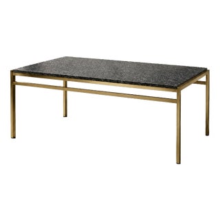 Mid-Century Italian Modern Brass Coffee Table with Stone Top, 1970s For Sale