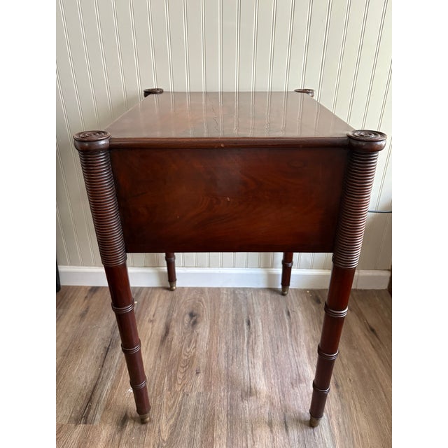 Chestnut Antique Federal American Walnut & Mahogany Sheraton Style Side Table Collectible For Sale - Image 8 of 12