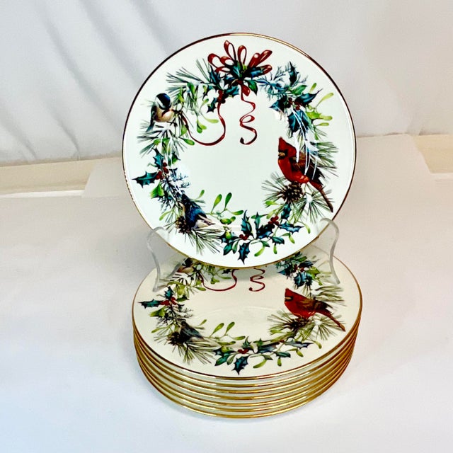 1990s Vintage Americana Arts & Crafts Boho Chic Christmas Lenox Winter Greetings Dinnerware - Set of 24, Service for 8 For Sale - Image 15 of 15
