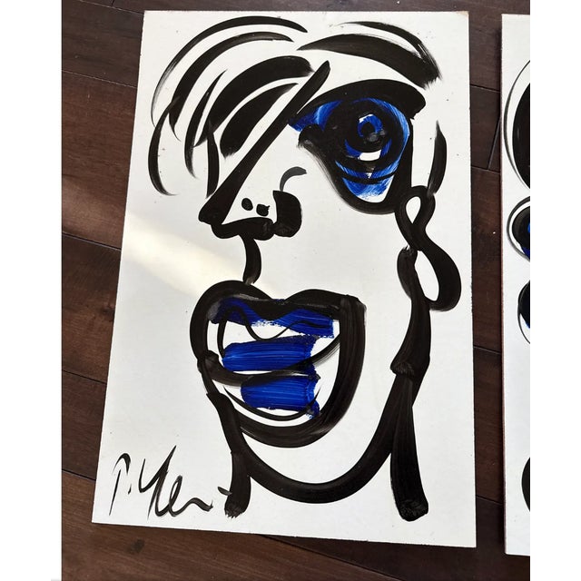 Peter Keil 20th Century Cubist Profile Paintings by Peter Keil a Pair For Sale - Image 4 of 6
