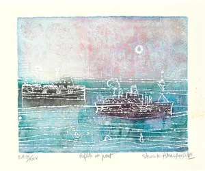 Shoici Hasegawa, Reflets au Port, Etching, 1970s