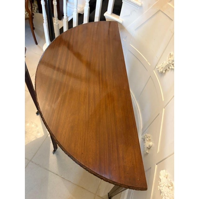 Large Antique Victorian Mahogany Demi Lune Console Tables, 1850s, Set of 2 For Sale - Image 9 of 17
