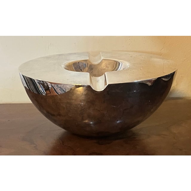 Mid-Century Modern Vintage Art Deco Style Silverplate Orb Cigar Ashtray For Sale - Image 3 of 15