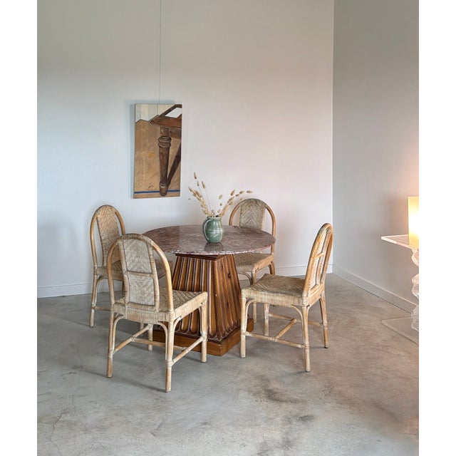 Tuscan Kreiss "Duchess" Marble + Sculptural Wood Pedestal Card Table Game Table Dining For Sale - Image 3 of 18